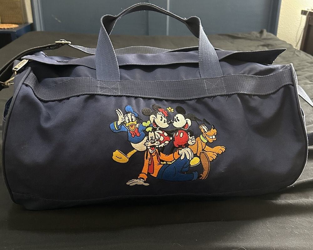 Mickey mouse Minnie Goofy Pluto Donald Duck duffle bag Gym Overnight Navy Blue